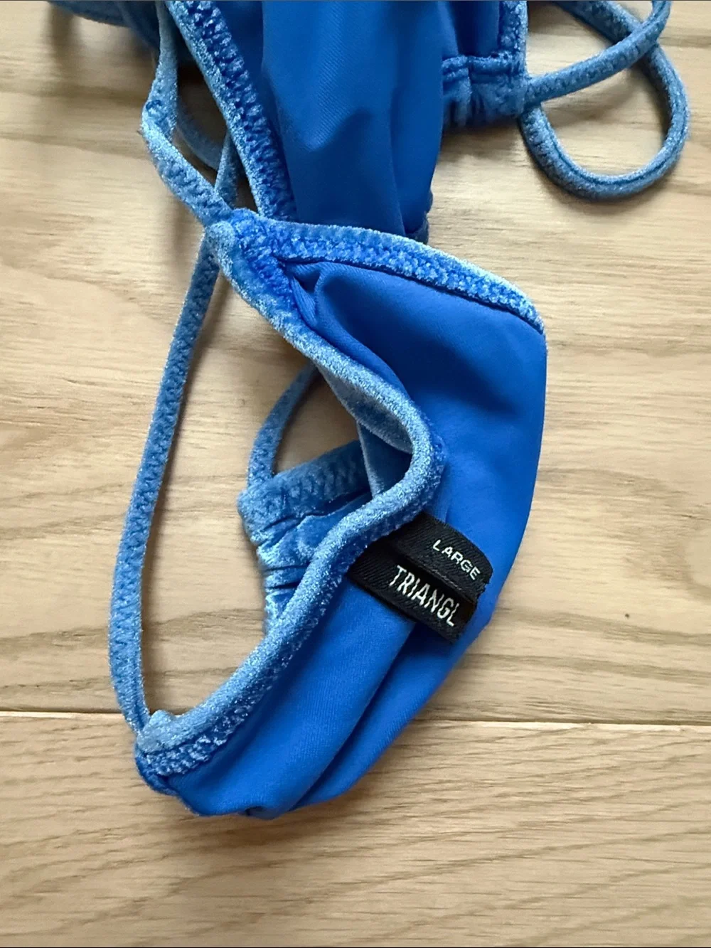 triangl swimwear Shimmer Blue Velvet Tie-Side Triangle Bikini